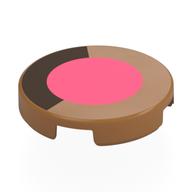 Lego Tile Round 2 x 2 with Coral Circle, Dark Brown Line (Eye) Print