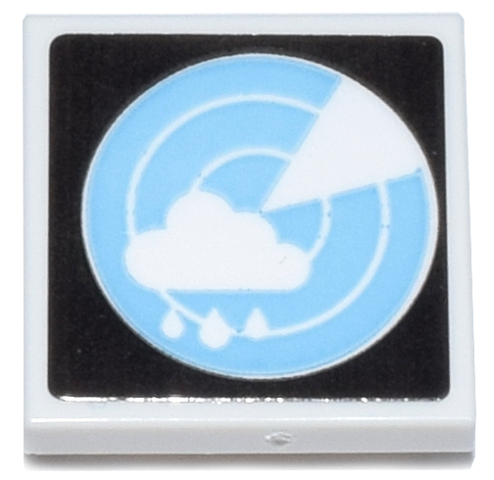 Lego Tile, Modified 2 x 2 Inverted with Bright Light Blue and White Sonar Readout on Black Background Pattern (Sticker) - Set 910040