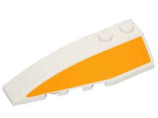 Lego Wedge 6 x 2 Left with Bright Light Orange Stripe Pattern (Sticker) - Set 75170 / White