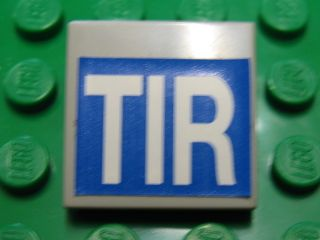 Lego Tile 2 x 2 with White 'TIR' on Blue Background Pattern (Sticker) - Set 5571