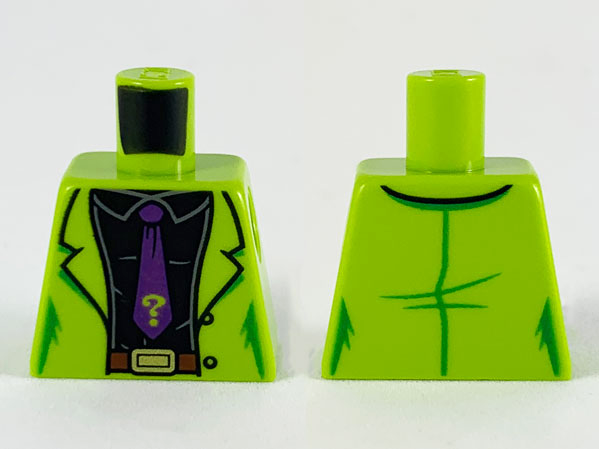 Lego Torso Jacket, Black Shirt and Dark Purple Tie with Lime Question Mark Pattern / Lime