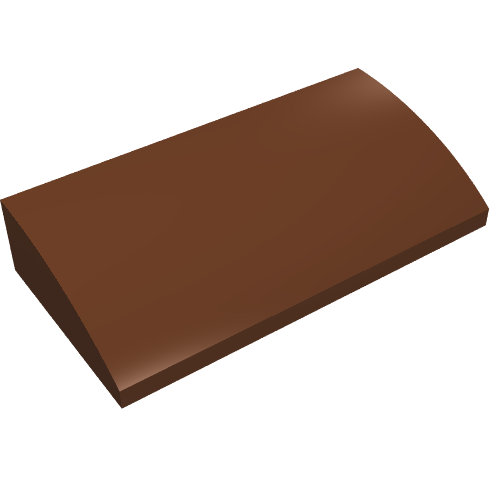 Lego Brick Curved 2 x 4 x 2/3 No Studs [No Bottom Tubes] / Reddish Brown