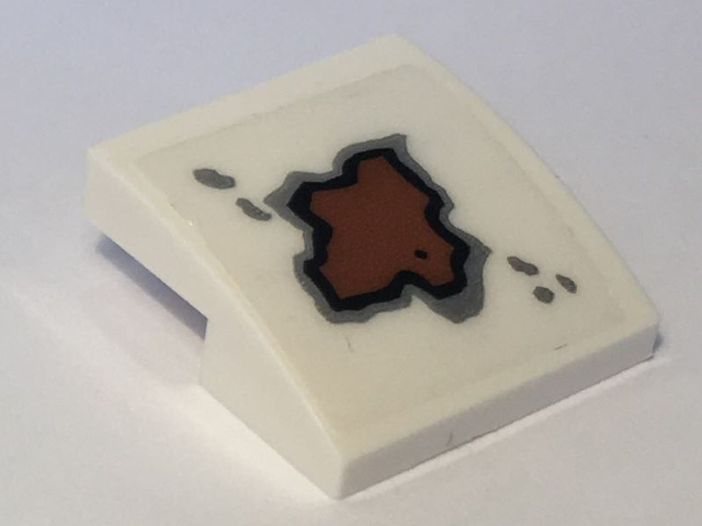 Lego Slope, Curved 2 x 2 x 2/3 with Rust Spot Pattern (Sticker) - Set 10274 / White