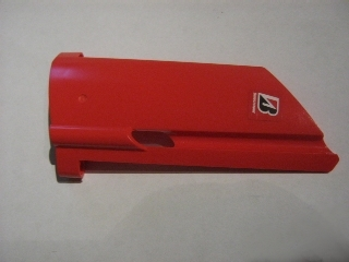Lego Technic, Panel Fairing #21 Large Long, Small Hole, Side B with Bridgestone Logo Pattern (Sticker) - Set 8386 / Red