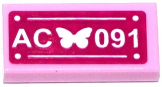 Lego Tile 1 x 2 with Butterfly and 'AC 091' Pattern (Sticker) - Set 41091