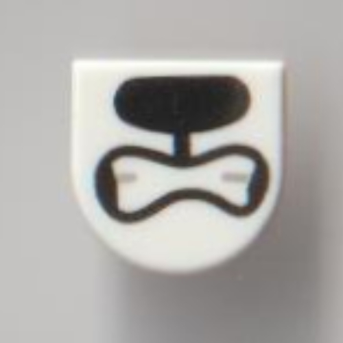 Lego Tile Round 1 x 1 Half Circle with Growl Snout Print / White