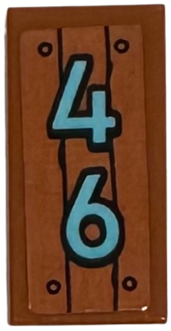 Lego Tile 1 x 2 with Medium Azure '46', Wood and Nails Pattern (Sticker) - Set 41735 / Dark Orange