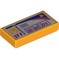 Lego Tile 1 x 2 with Airplane Boarding Pass Ticket, Time and '27 F' Print