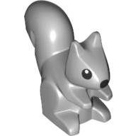Lego Animal, Squirrel, Standing, Black Eyes and Nose Print / Light Bluish Gray