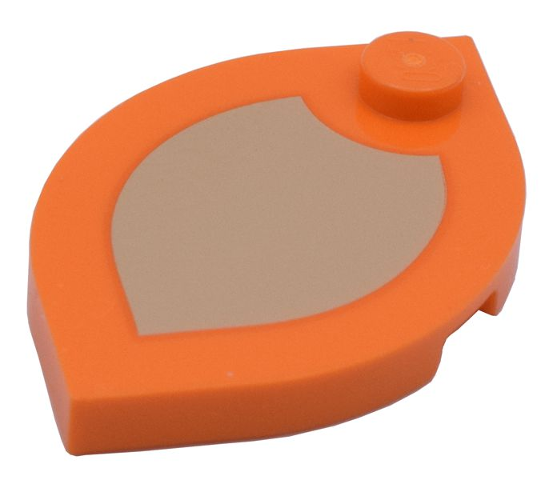 Lego Tile, Round 3 x 3 Pointed Oval with Stud with Tan Auricle Pattern (Pokémon Arcanine Ear) / Orange