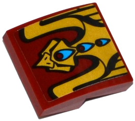 Lego Slope, Curved 2 x 2 x 2/3 with Gold Bird with 3 Red and Blue Feathers Pattern (Sticker) - Set 70600