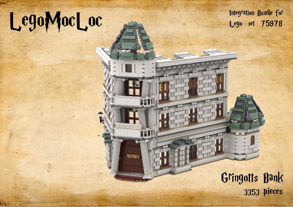 Lego Gringotts Bank & Ukranian Ironbelly Dragon - Diagon Alley
