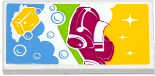 Lego Tile 2 x 4 with Car, Soap and Bubbles Pattern (Sticker) - Set 41091