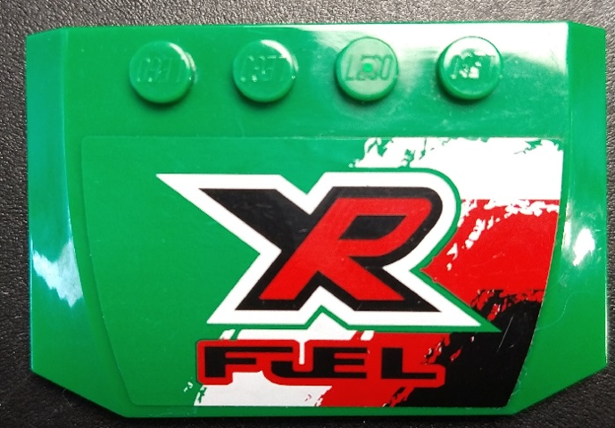 Lego Wedge 4 x 6 x 2/3 Triple Curved with Black, Red and White 'XR FUEL' Pattern (Sticker) - Set 8184