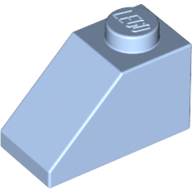 Lego Slope 45° 2 x 1 with Bottom Pin / Bright Light Blue