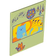Lego Glass for Frame 1 x 6 x 6 with Disco Ball, Cat Print
