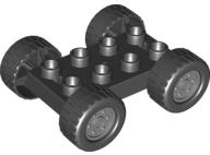 Lego Duplo Car Base 2 x 4 with Black Tires with Tread with Light Bluish Gray Classic Wheels Pattern (88760 / 88762c02pb01)