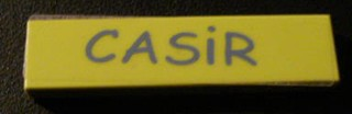 Lego Tile 1 x 4 with 'CASiR' Pattern (Sticker) - Set 5941 / Medium Lime