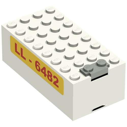 Lego Battery Box, 9V Small [Complete Assembly] with LL-6482 Print