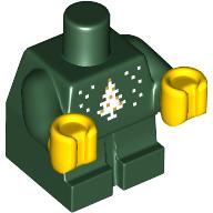 Lego Baby / Toddler Body with Fixed Arms and Yellow Hands with Christmas Tree Print