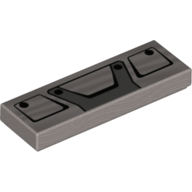 Lego Tile 1 x 3 with Black Truck Grille Frame Pattern / Metallic Silver