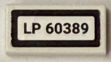 Lego Tile 1 x 2 with 'LP 60389' Pattern (Sticker) - Set 60389