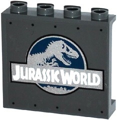 Lego Panel 1 x 4 x 3 with Side Supports - Hollow Studs with Jurassic World Logo Pattern (Sticker) - Set 75919