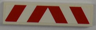 Lego Tile 1 x 4 with Red and White Danger Stripes Pattern (Sticker) - Set 8186