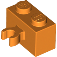 Lego Brick Special 1 x 2 with Vertical Clip [Open O Clip] / Orange