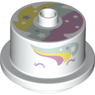 Lego Duplo Food 2 x 2 Round Cake with Stud on Top, Rainbow and Unicorn Face Print