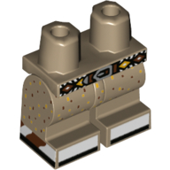 Lego Hips and Dark Tan Medium Legs with Dark Brown Belt, Reddish Brown/Yellow Dots, White Shoes print / Dark Tan