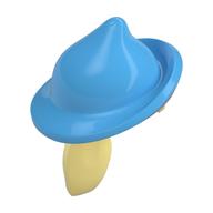 Lego Hair and Hat, Ponytail Bright Light Yellow Pattern / Medium Blue