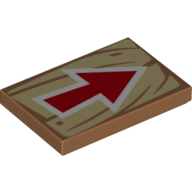 Lego Tile 2 x 3 with Red Arrow on Wooden Background Print