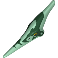 Lego Animal Body Part, Dinosaur, Pteranodon Head with Eyes and Dark Green Stripes Print