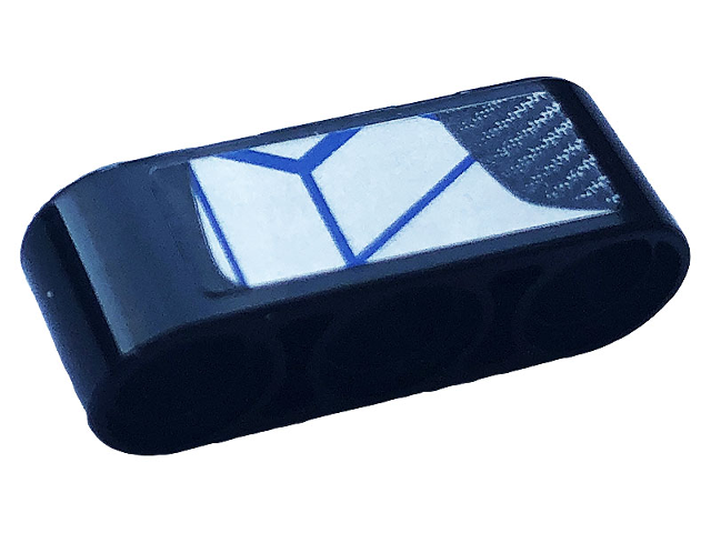 Lego Technic, Liftarm Thick 1 x 3 with Carbon Fiber and Blue and Silver Race Pattern Model Right Side (Sticker) - Set 42123