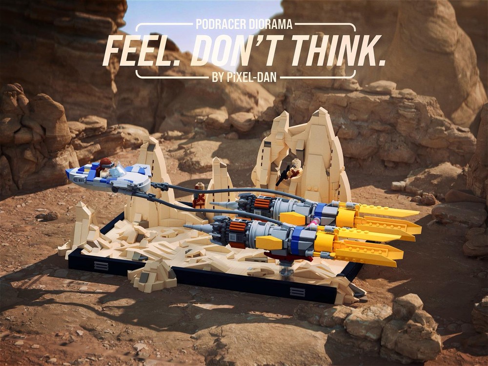 Lego PiXEL-DANs FEEL. DON'T THINK. A POD RACER DIORAMA.