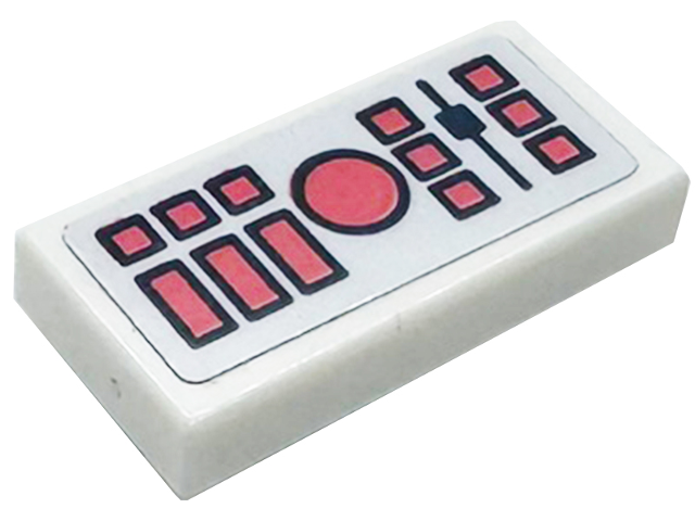 Lego Tile 1 x 2 with Coral Buttons and Slider Pattern (Sticker) - Set 41713