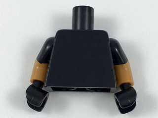 Lego Torso Plain / Medium Nougat Arms with Molded Black Short Sleeves Pattern / Black Hands