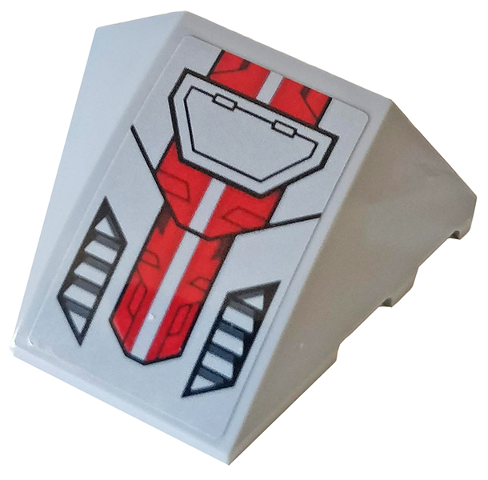 Lego Wedge 4 x 3 Triple Curved No Studs with Black Vents and Red Panel Pattern (Sticker) - Set 76098