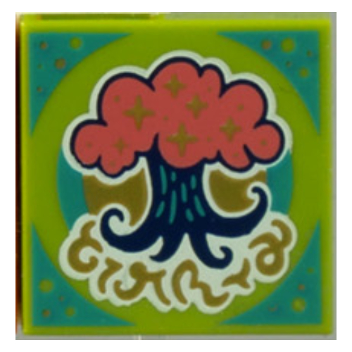 Lego Tile 2 x 2 with Magical Forest Print (43110-1) / Lime