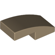 Lego Brick Curved 2 x 1 No Studs [1/2 Bow] / Dark Tan