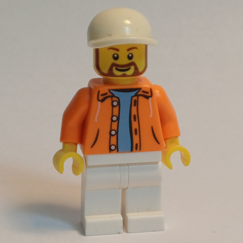 Lego Orange Torso, White Legs, White Cap