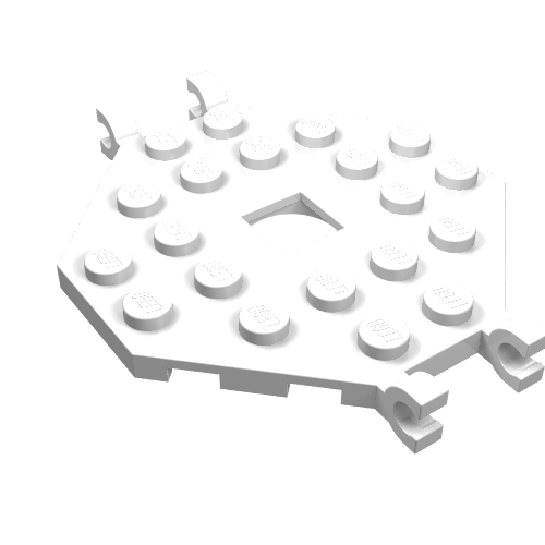 Lego Plate Special 6 x 6 Octagonal with Square Hole and 4 Clips (Boat Mast Platform) / White
