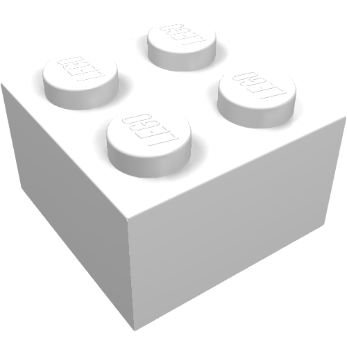 Lego Brick 2 x 2 without Inside Ridges / White