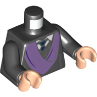 Lego Torso Robe with Medium Lavender Sash, White Collar with Dark Blue Tie Print (Professor Quirrell), Black Arms, Light Nougat Hands / Black
