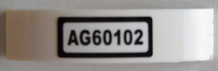 Lego Slope, Curved 4 x 1 x 2/3 Double with 'AG60102' Pattern (Sticker) - Set 60102