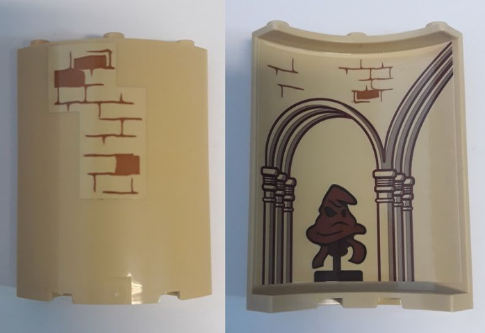 Lego Cylinder Quarter 4 x 4 x 6 with Brick Wall Outside and Sorting Hat, Columns with Arches, and Brick Wall Inside Pattern (Stickers) - Set 75948