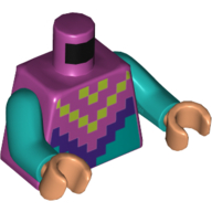 Lego Torso Pixelated Yellow and Dark Purple Squares Print, Dark Turquoise Arms, Medium Nougat Hands / Magenta
