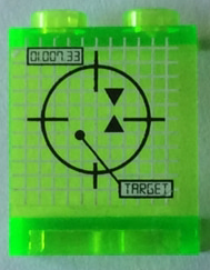 Lego Panel 1 x 2 x 2 - Hollow Studs with Crosshairs, '01.007.33' and 'TARGET' Pattern (Sticker) - Set 8677
