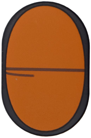 Lego Tile, Round 2 x 3 Oval with Orange Eye Closed with Lines Pattern / Black
